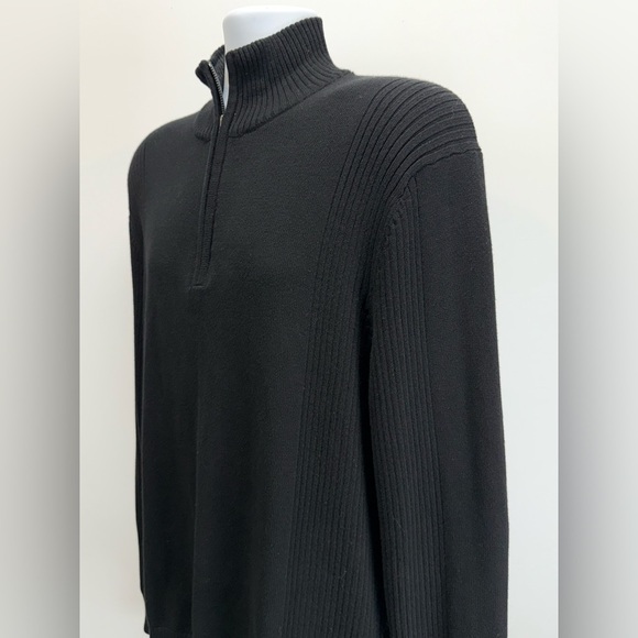 CALVIN KLEIN Men's Black mock neck 1/4 zip pullover sweater size L - Picture 4 of 14